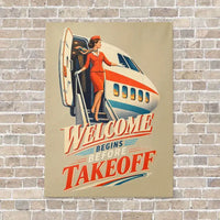 Thumbnail for Welcome Begins Before Takeoff vertical canvas print - no frame - beige background