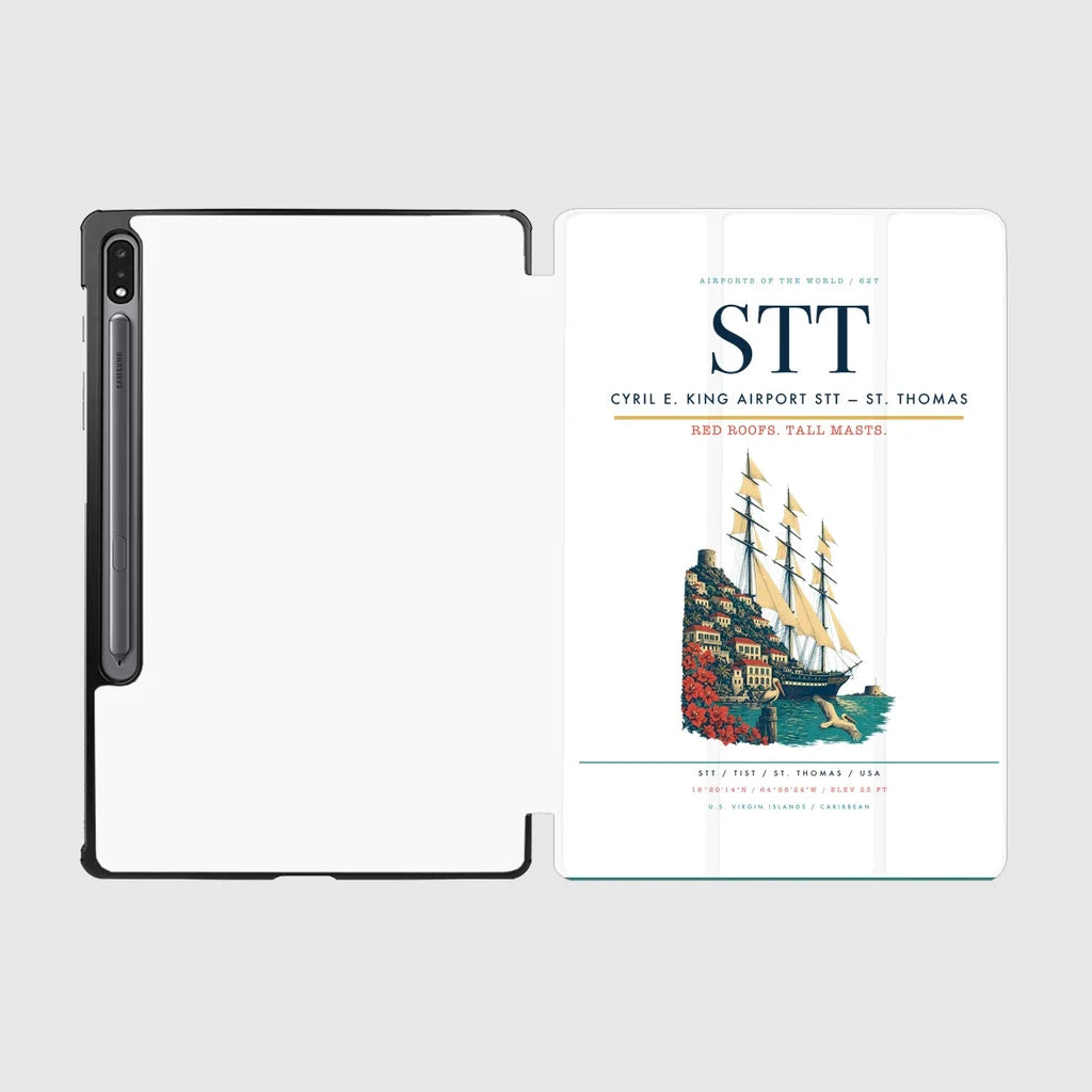 Cyril E. King Airport (STT) design on white samsung tablet tablet case