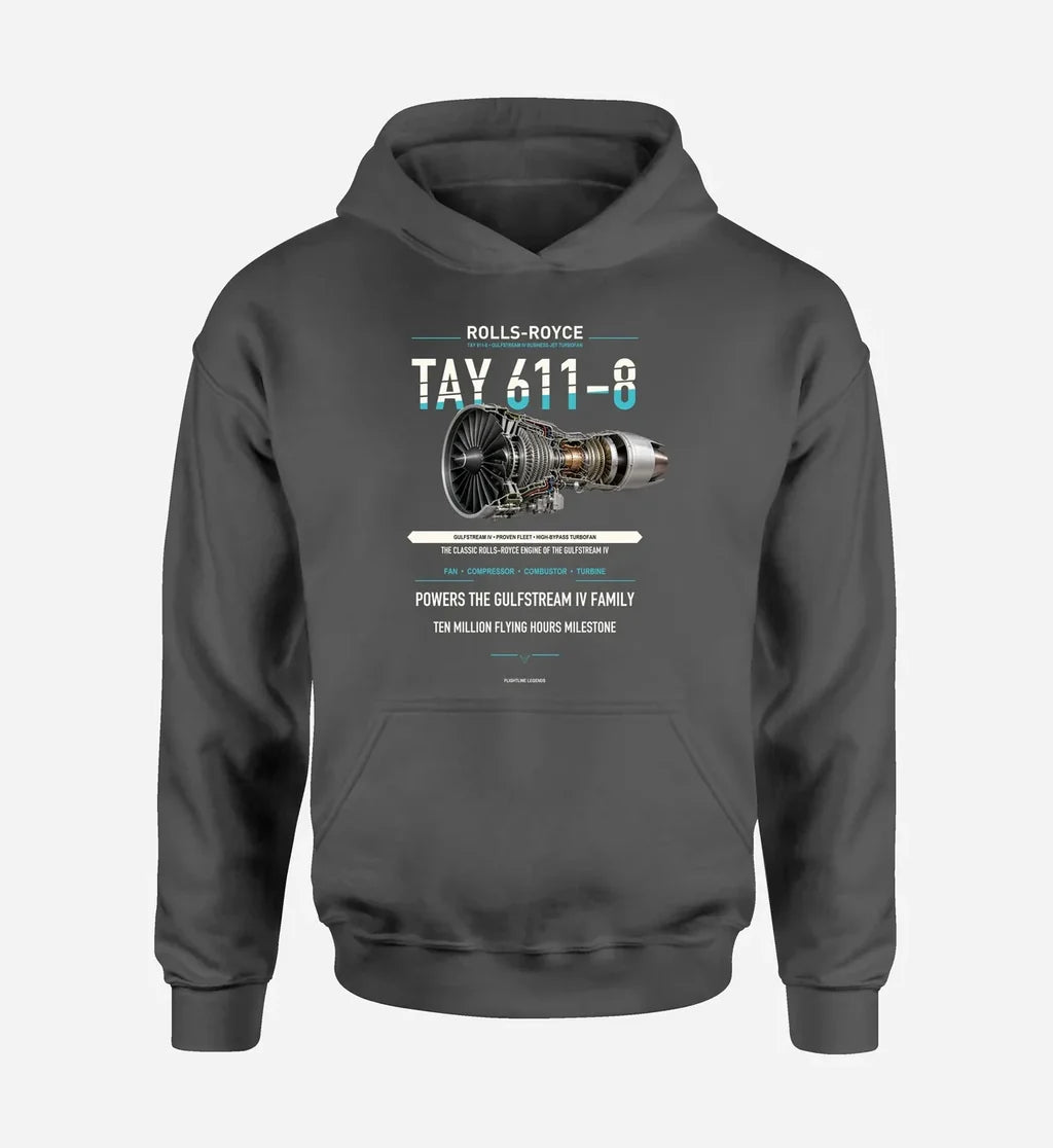 TAY 611-8 design on dark gray hoodie single side