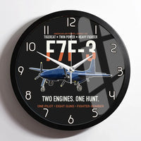 Thumbnail for F7F-3 Tigercat Two Engines One Hunt design on black framed wall clock