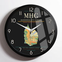 Thumbnail for Mannheim City Airport (MHG) design on black framed wall clock