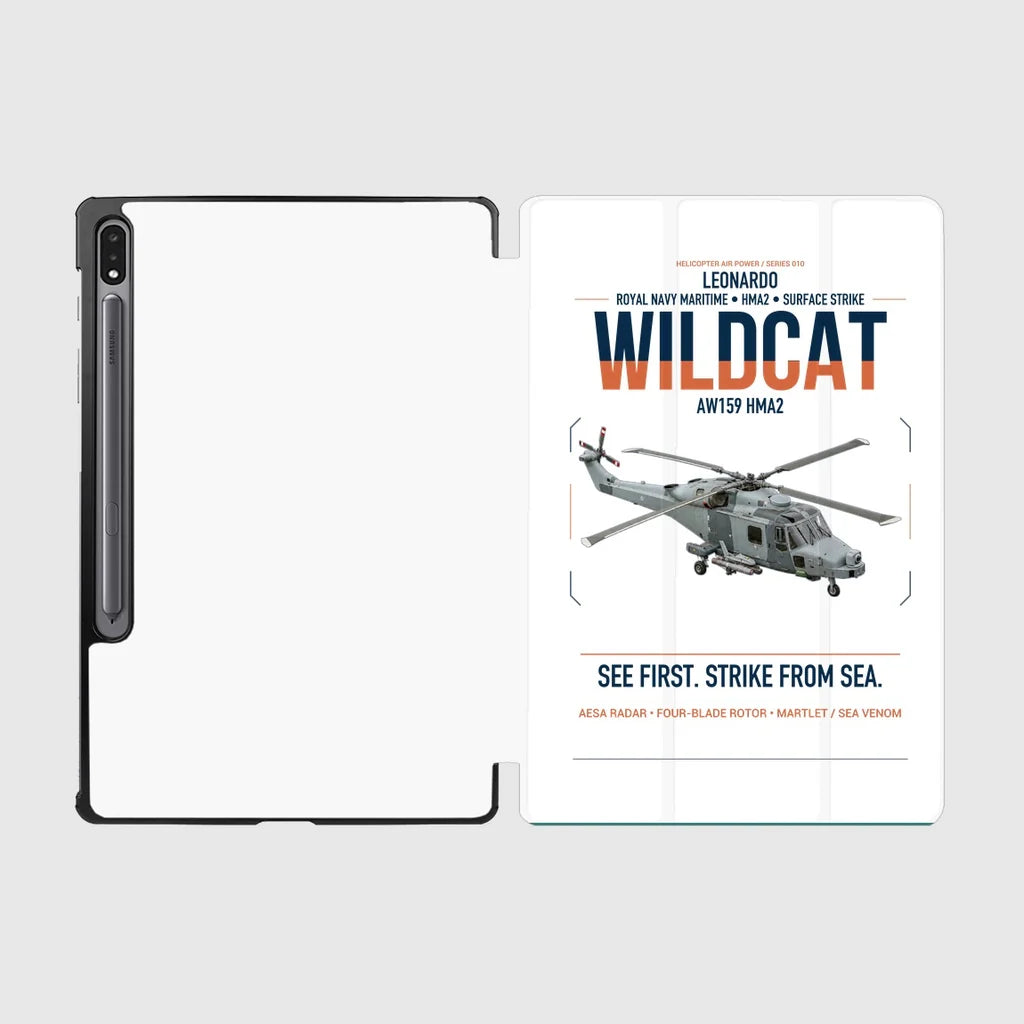 Leonardo AW159 Wildcat HMA2 design on white samsung tablet tablet case