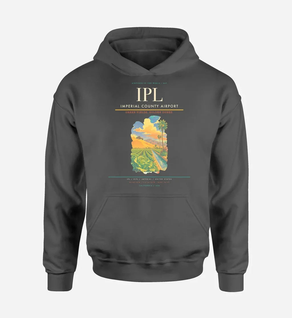 Imperial County Airport (IPL) design on dark gray hoodie single-side print