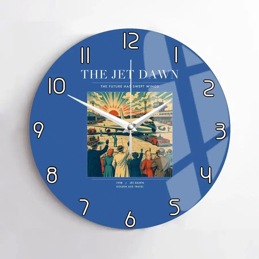 VINTAGE G4113 - The Jet Dawn - Designed Wall Clocks design on blue no-frame