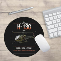 Thumbnail for Bell H-13G Sioux design on black round mouse pad