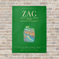 Thumbnail for Franjo Tuman Airport Zagreb ZAG - Canvas Framed - Green