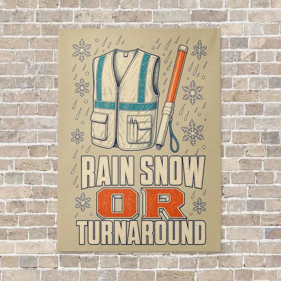 Rain Snow Or Turnaround vertical canvas print - no frame - beige background