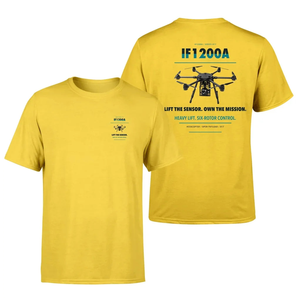 Inspired Flight IF1200A design on yellow t shirt