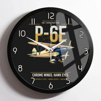 Thumbnail for Curtiss P-6E Hawk design on black framed wall clock