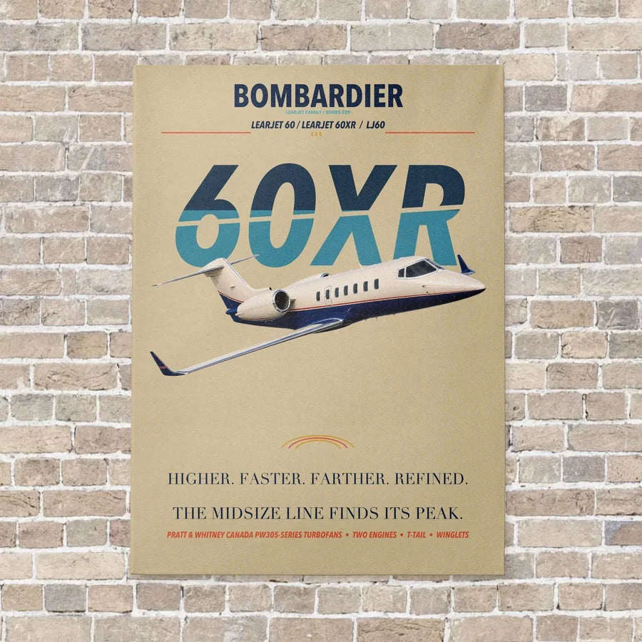 Bombardier Learjet 60XR vertical canvas print - no frame - beige background