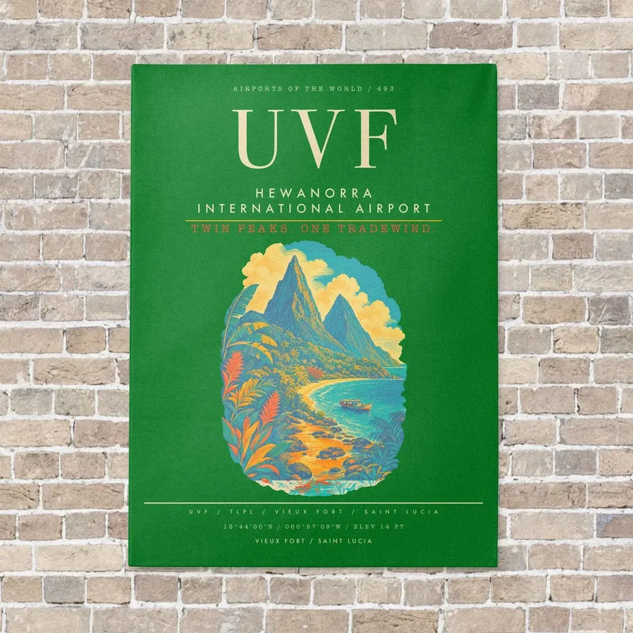 Hewanorra International Airport UVF - Canvas Framed - Green