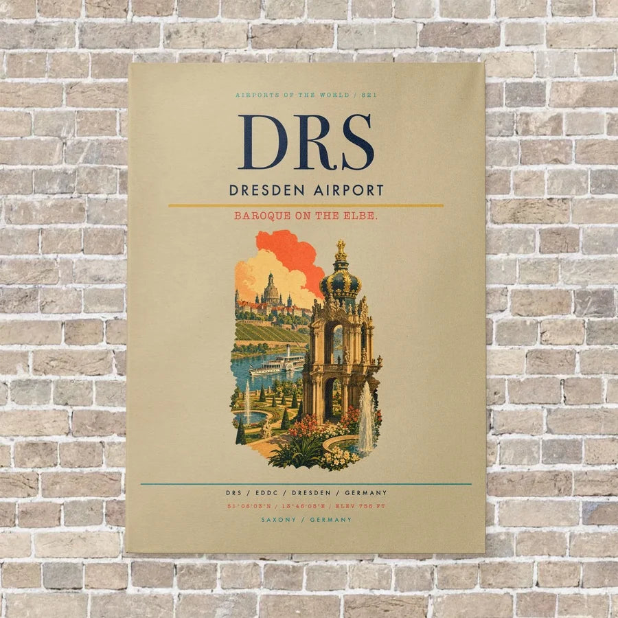 Dresden Airport DRS vertical canvas print - no frame - beige background