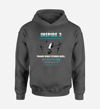 Thumbnail for DJI Inspire 3 design on dark gray hoodie single side