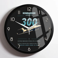 Thumbnail for Bombardier Challenger 300 design on black framed wall clock
