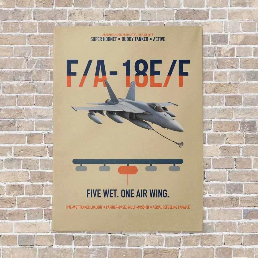 F A-18E F Buddy Tanker vertical canvas print - no frame - beige background