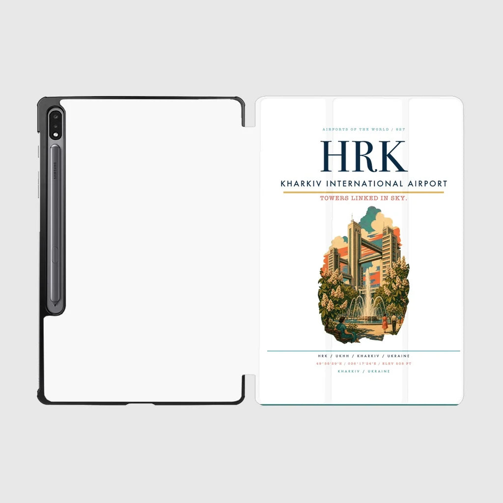Kharkiv International Airport (HRK) design on white samsung tablet tablet case