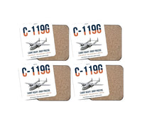 Thumbnail for C-119G Flying Boxcar design on white 4 pieces set coaster