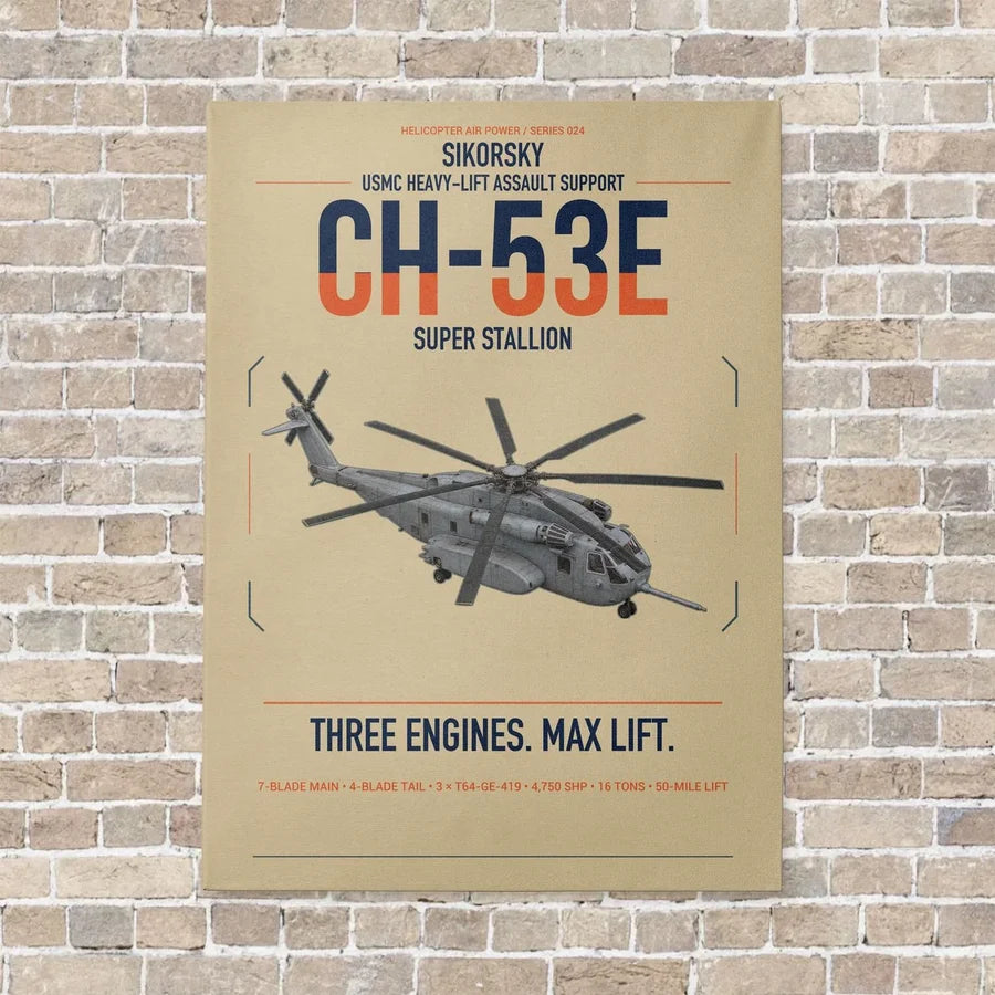 Sikorsky CH-53E Super Stallion vertical canvas print - no frame - beige background