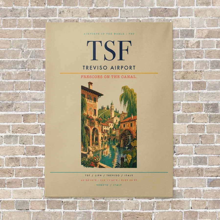 Treviso Airport TSF vertical canvas print - no frame - beige background