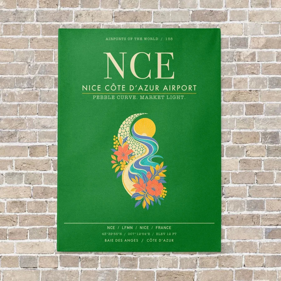 Nice Cote dAzur Airport NCE - Canvas Framed - Green