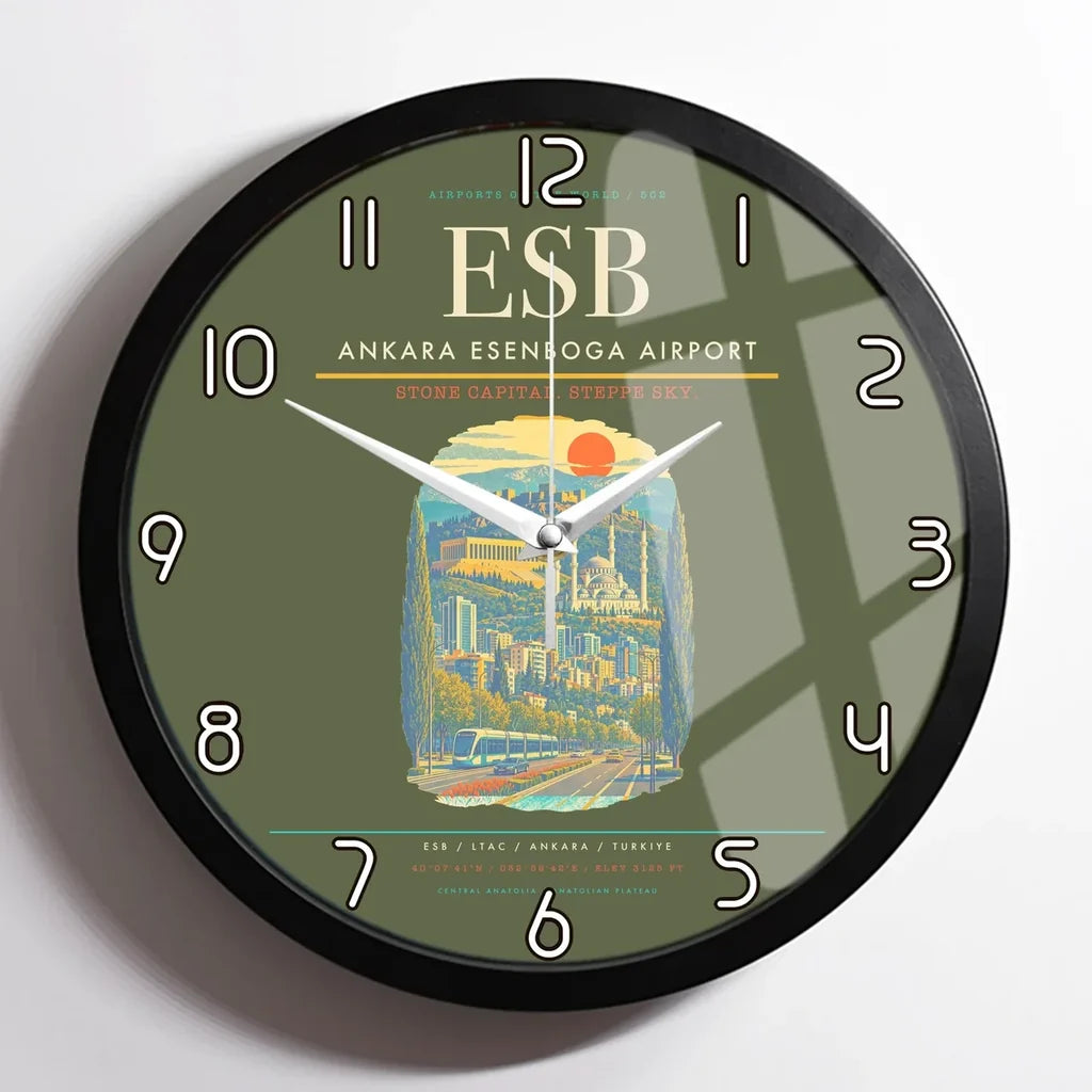 Ankara Esenboga Airport ESB Wall-Clock Framed - Green Army