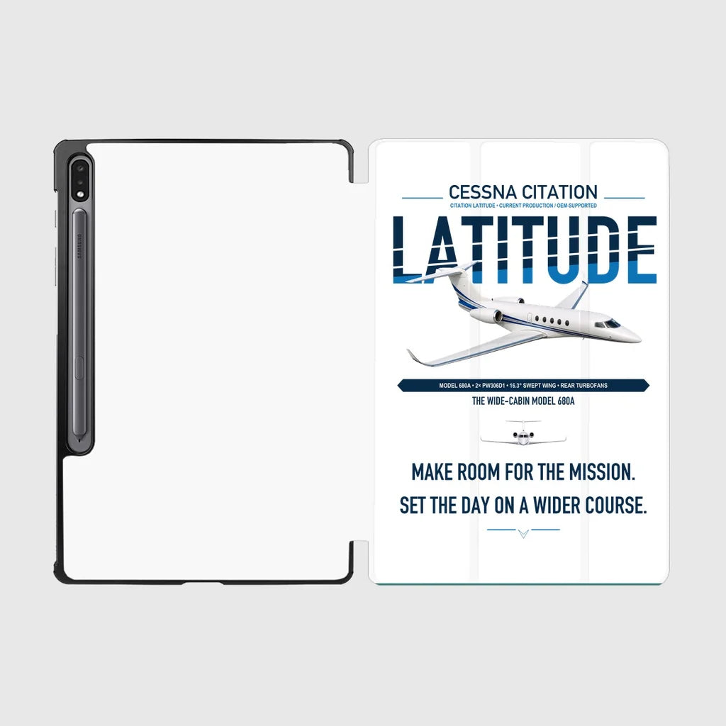 Cessna Citation Latitude design on white samsung tablet tablet case