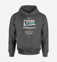 Thumbnail for Convair 580 design on dark gray hoodie single side