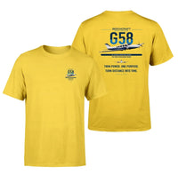 Thumbnail for Beechcraft Baron G58 design on yellow t-shirt, double-side print