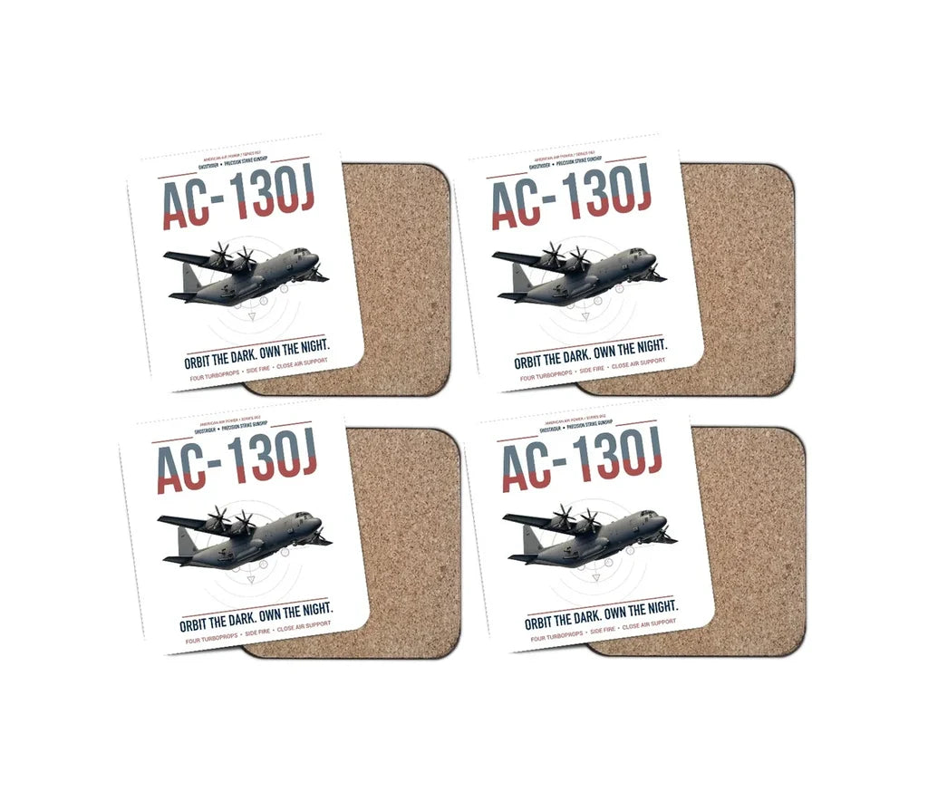 AC-130J Ghostrider design on white 4 pieces set coaster