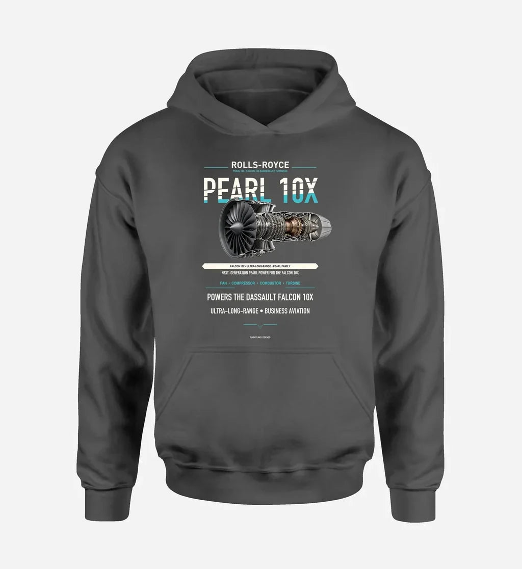 PEARL 10X design on dark gray hoodie single side