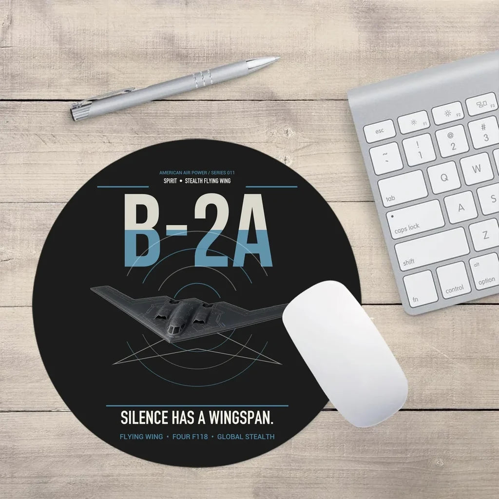 B-2A Spirit design on black round mouse pad