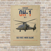 Thumbnail for Kawasaki OH-1 vertical canvas print - no frame - beige background