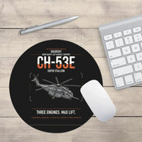 Thumbnail for Sikorsky CH-53E Super Stallion design on black round mouse pad