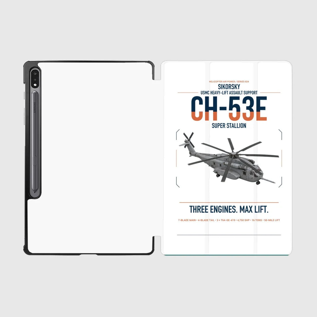 Sikorsky CH-53E Super Stallion design on white samsung tablet tablet case