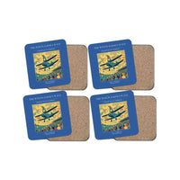 Thumbnail for The Wingwalker's Wave - Designed Coasters design on blue 4-pieces-set