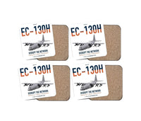 Thumbnail for EC-130H Compass Call design on white 4 pieces set coaster