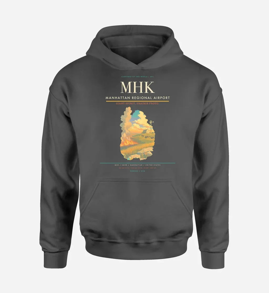 Manhattan Regional Airport (MHK) design on dark gray hoodie single-side print