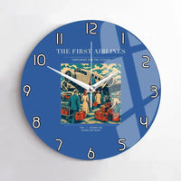 Thumbnail for VINTAGE G4048 - The First Airlines - Designed Wall Clocks design on blue no-frame