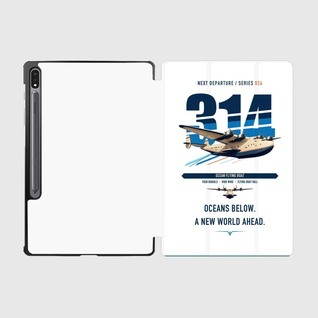 Boeing 314 Clipper design on white samsung tablet tablet case