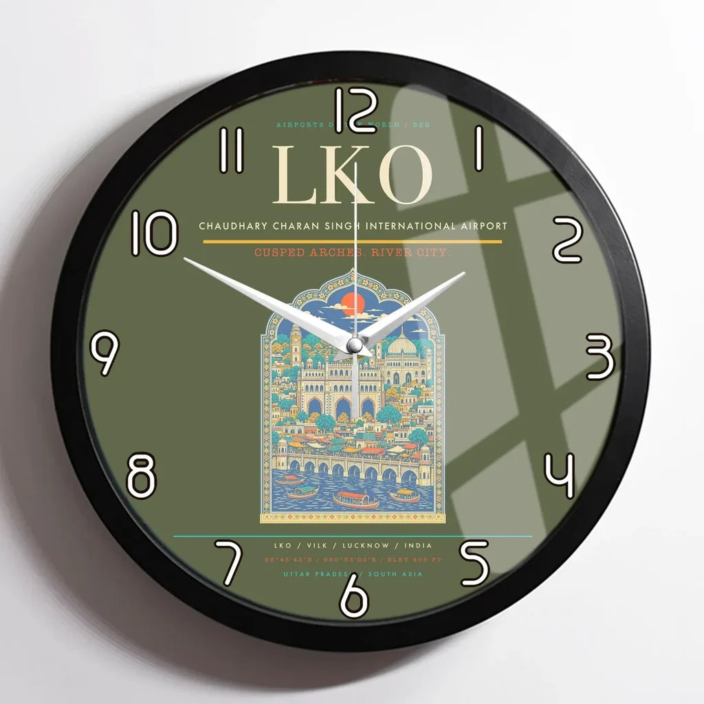 Chaudhary Charan Singh International Airport LKO Wall-Clock Framed - Green Army