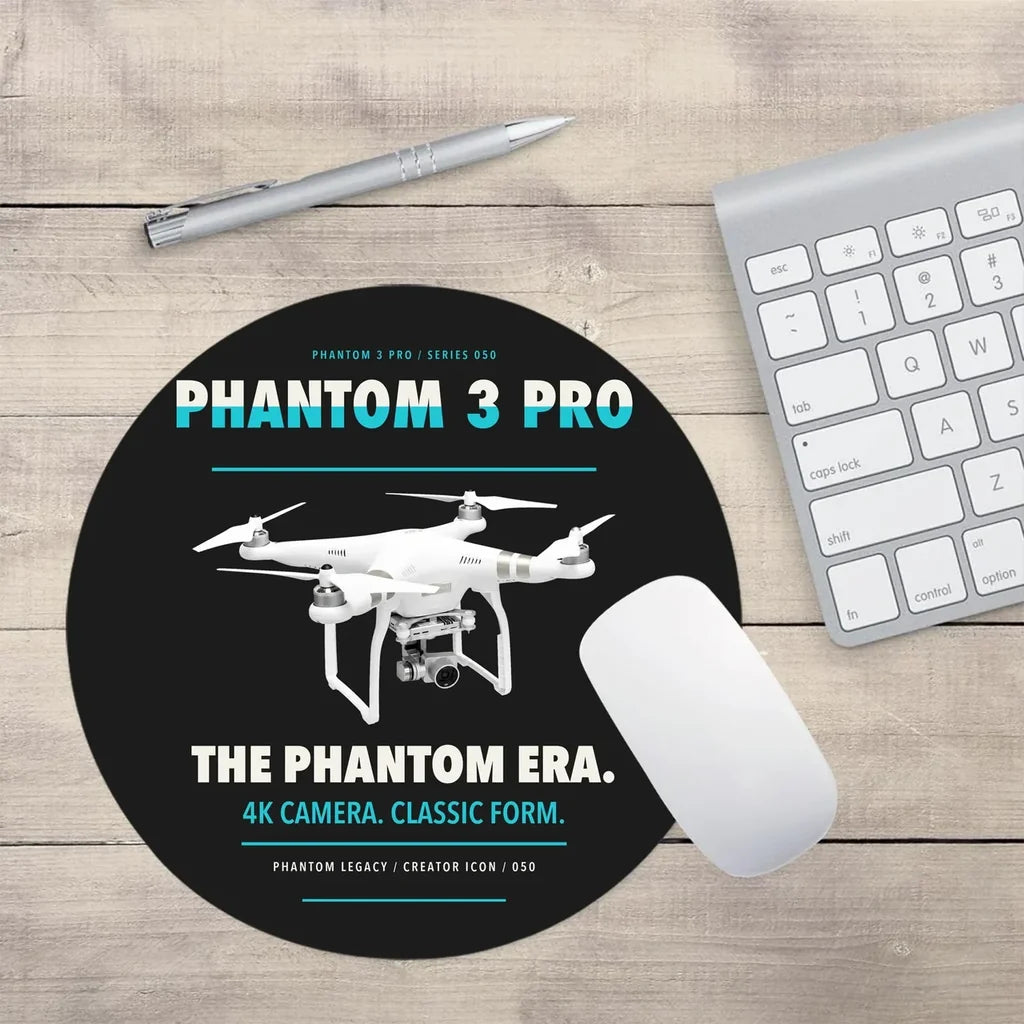 DJI Phantom 3 Professional design on black round mouse pad