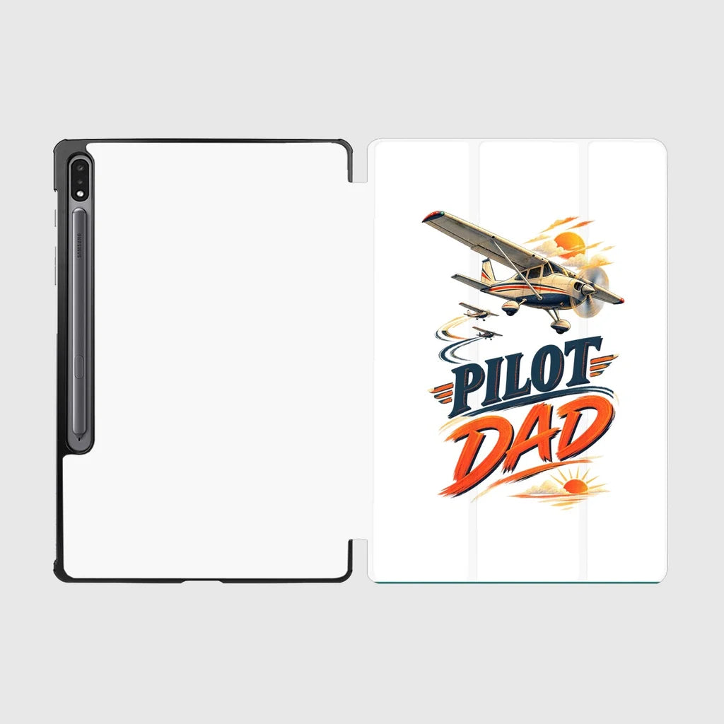 Pilot Dad design on white samsung tablet tablet case