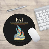 Thumbnail for Fairbanks International Airport (FAI) design on black round mouse pad