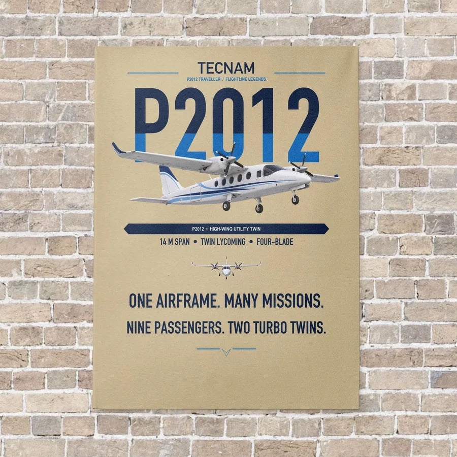 Tecnam P2012 Traveller vertical canvas print - no frame - beige background
