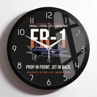 Thumbnail for FR-1 Fireball Prop in Front Jet in Back design on black framed wall clock