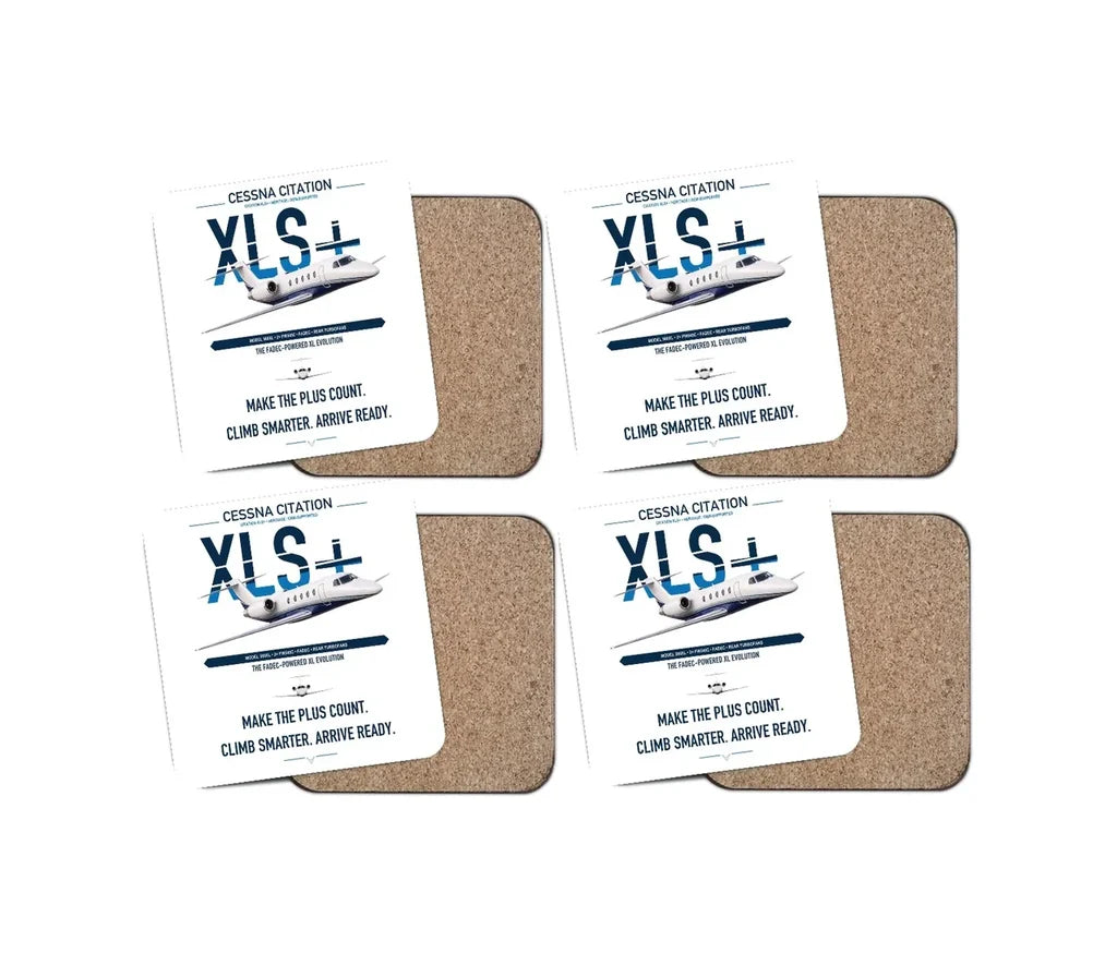 Cessna Citation XLSPlus design on white 4 pieces set coaster