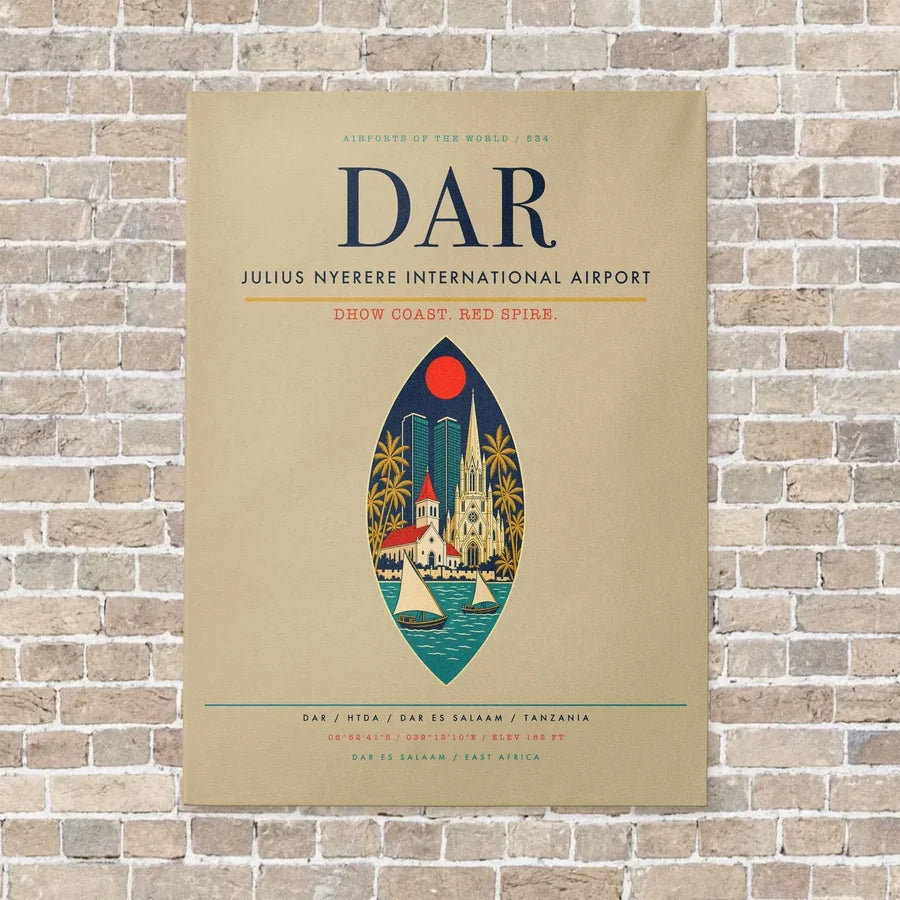 Julius Nyerere International Airport DAR vertical canvas print - no frame - beige background