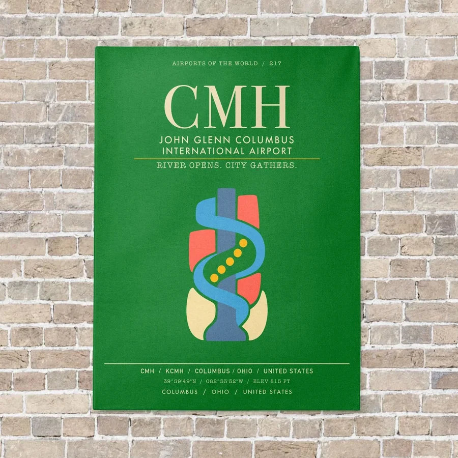 John Glenn Columbus International Airport CMH - Canvas Framed - Green