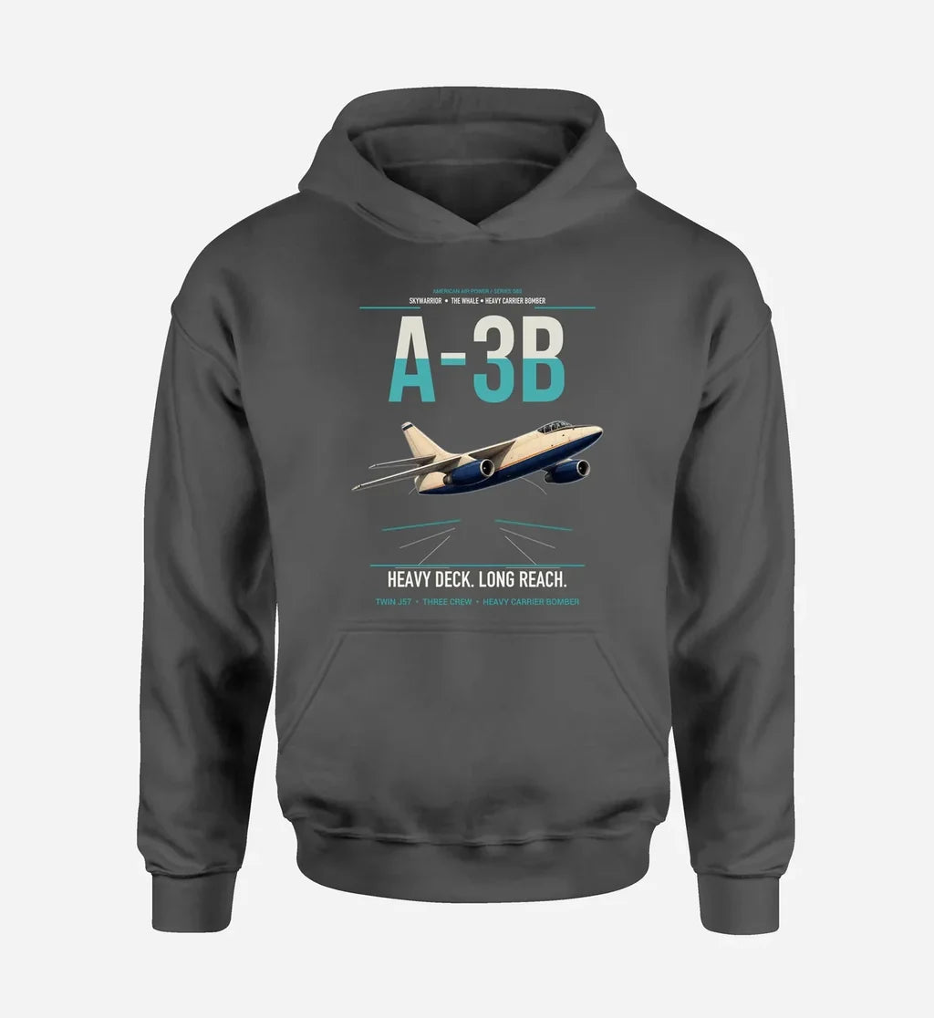 A-3B Skywarrior design on dark gray double-side hoodie