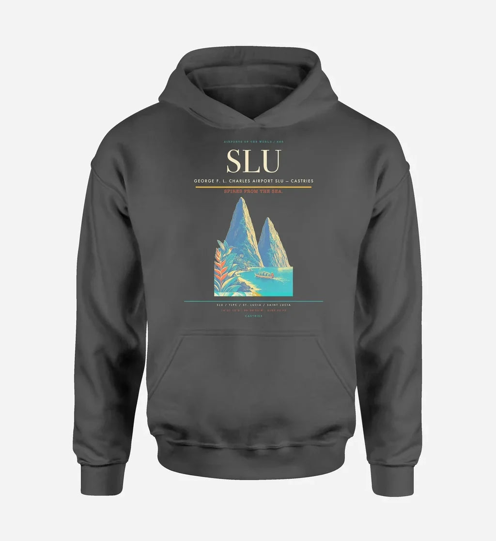 George F. L. Charles Airport (SLU) design on dark gray hoodie single-side print
